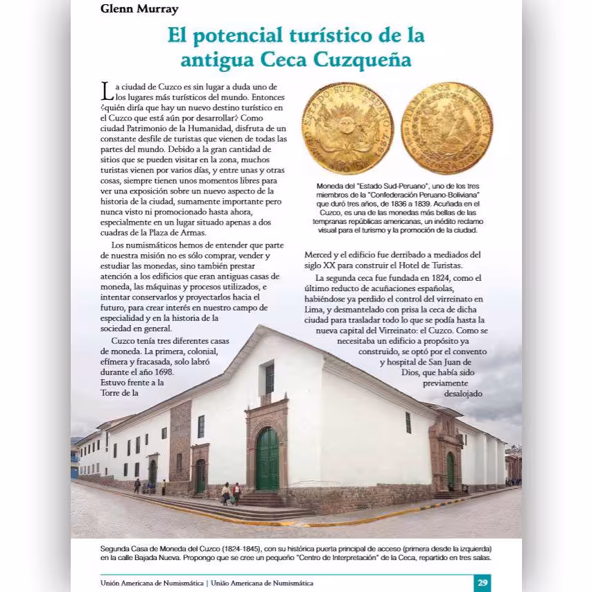 &ldquo;The Tourism Potential of the Old Cuzco Mint&rdquo; &ndash; Glenn Murray