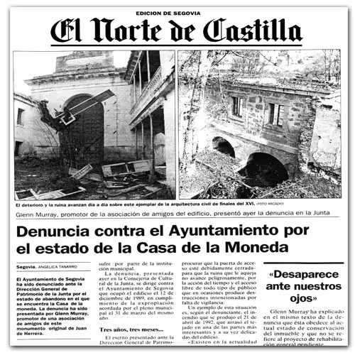 The FRIENDS OF THE SEGOVIA MINT ASSOCIATION is founded in 1993 to defend the Mint